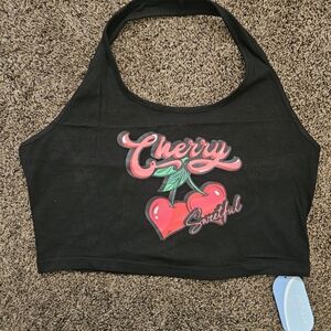 Womens Large Sexy Black Halter Top. Crop Top